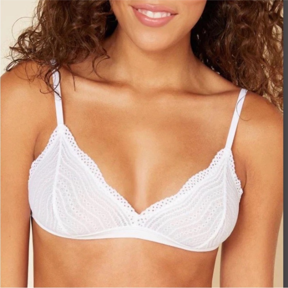 White Lace Triangle Bralette - Women Intimates